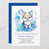 ウルフウッドランド至福の水彩少年の赤ちゃんシャワー 招待状 (正面/裏面)