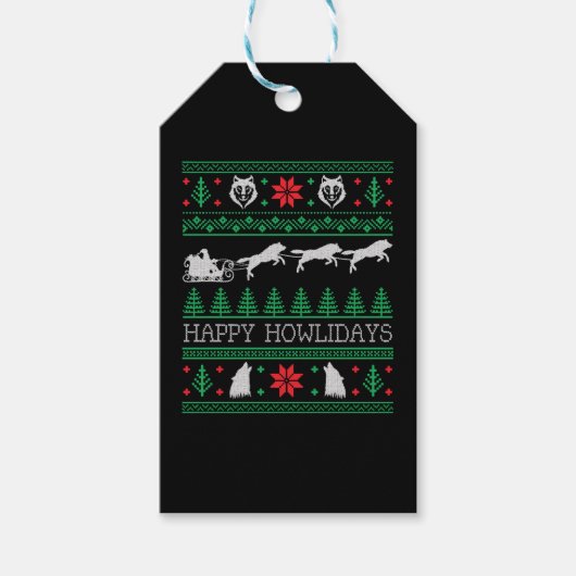 ウルフウルフおもしろい恋人の醜いクリスマスセーター ギフトタグ (正面)