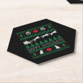 ウルフウルフおもしろい恋人の醜いクリスマスセーター ペーパーコースター (アングル)