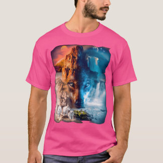 ウルフウルフムーンサン陰陽アイスファイアースノーウィートロピ Tシャツ