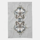 ウルフウルブズ動物自然野生動物アート キッチンタオル (縦)