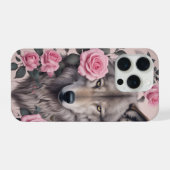 ウルフエレガントとバラiPhone 15 Proケース iPhoneケース (裏面横)