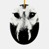 ウルフオーナメントパーソナライズされたウルフパップデコレーション セラミックオーナメント (正面)
