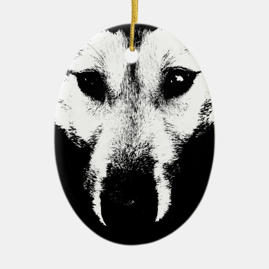 ウルフオーナメントパーソナライズされたウルフパップデコレーション セラミックオーナメント (正面)