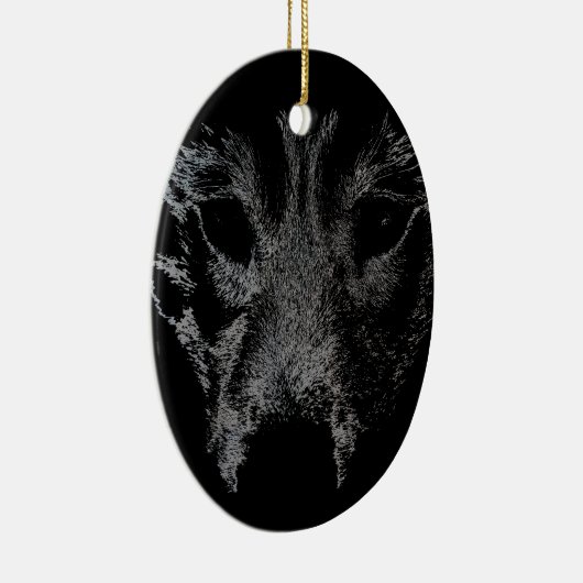 ウルフオーナメントパーソナライズされたウルフパップデコレーション セラミックオーナメント (右)