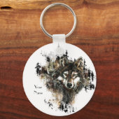 ウルフカスタムマウンパーソナライズされたテン動物アート キーホルダー (正面)