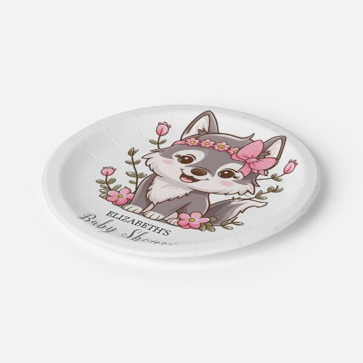 ウルフカラフルかわいらしの赤ちゃんシャワー ペーパープレート (アングル)