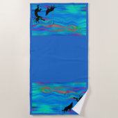 ウルフカラフルとココペリ ビーチタオル (正面)