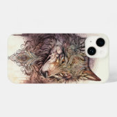 ウルフカラフルと花模様水の色の自然iPh iPhoneケース (裏面横)