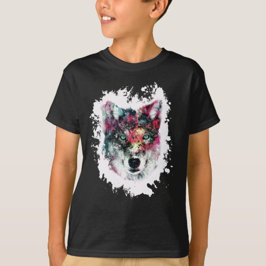 ウルフカラフルアート Tシャツ (正面)