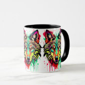 ウルフカラフルヘッドマグ – ウルフマグ – 狼 マグカップ (正面右)