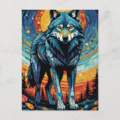 ウルフカラフルモザイクイラストレーション威厳のある ポストカード (正面)