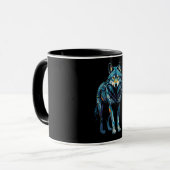 ウルフカラフルモザイクイラストレーション威厳のある マグカップ (正面左)