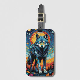 ウルフカラフルモザイクイラストレーション威厳のある ラゲッジタグ