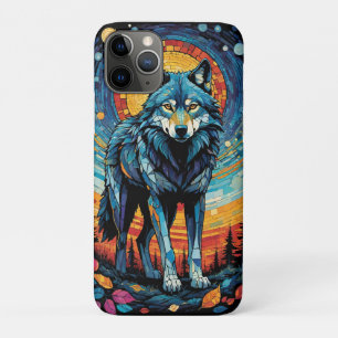 ウルフカラフルモザイクイラストレーション威厳のある iPhone 11 PROケース