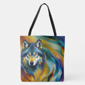 ウルフカラフル山の波 トートバッグ (正面)