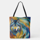 ウルフカラフル山の波 トートバッグ (裏面)