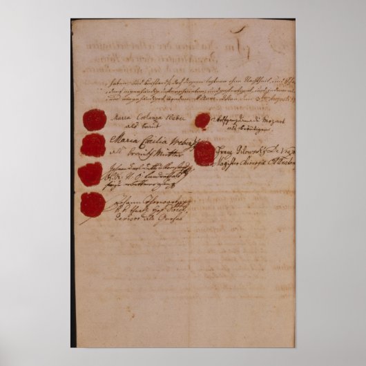 ウルフガング、モーツァルト、ウェーバーの婚姻証明書 ポスター (正面)