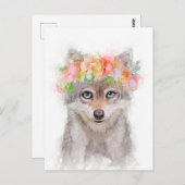 ウルフクブフラワークラウンポートレート ポストカード (正面/裏面)