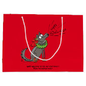 ウルフクリスおもしろいマスハッピーハウリデイズホリデー ラージペーパーバッグ (裏面)