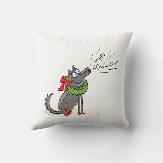 ウルフクリスマスおもしろいかわいい子たち クッション (裏面)