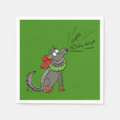 ウルフクリスマスおもしろいかわいい子たち スタンダードカクテルナプキン (正面)