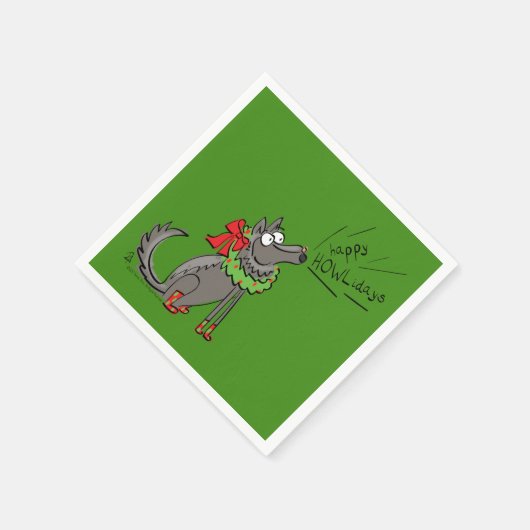 ウルフクリスマスおもしろいかわいい子たち スタンダードカクテルナプキン (角)