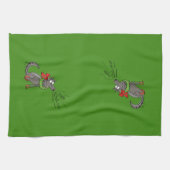 ウルフクリスマスおもしろいの子どもかわいい キッチンタオル (横)