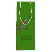 ウルフクリスマスおもしろいの子どもかわいい ワインギフトバッグ (裏面)