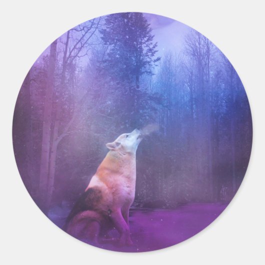 ウルフクリスマスステッカー ラウンドシール (正面)