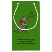 ウルフクリスマスハッピーハウリーおもしろいズ スモールペーパーバッグ (裏面)