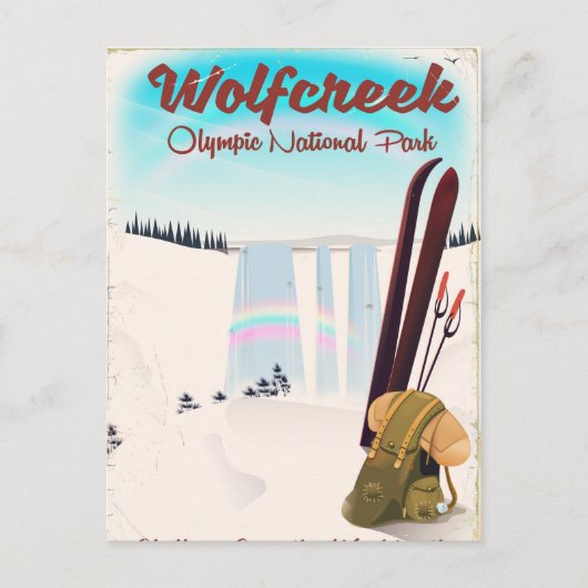 ウルフクリークオリンピック国立公園旅行ポスター。 ポストカード (正面)