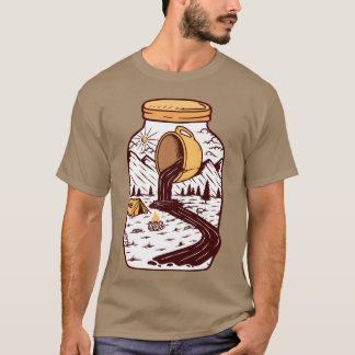 ウルフグラスコーヒー 自然 キャンプ ハイカー キャンプ 友達 Tシャツ