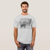 ウルフグレイ野生動物のスケッチ Tシャツ (正面フル)
