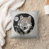 ウルフグレーブラック装飾用クッション クッション (ブランケット)