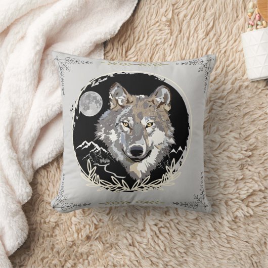 ウルフグレーブラック装飾用クッション クッション (ブランケット)