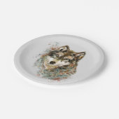 ウルフコード感動的水彩野生動物 ペーパープレート (アングル)