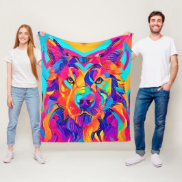 ウルフサイケデリック陛下 フリースブランケット