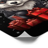 ウルフサンタクロースハットクリスマスススノーシグッズクリスマスパジャマパ ポスター (角)