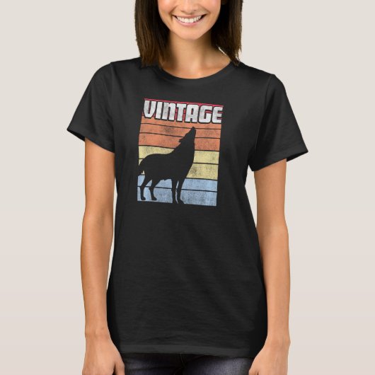 ウルフシャツウルフレトロスタイルヴィンテージマウンテンカ Tシャツ (正面)