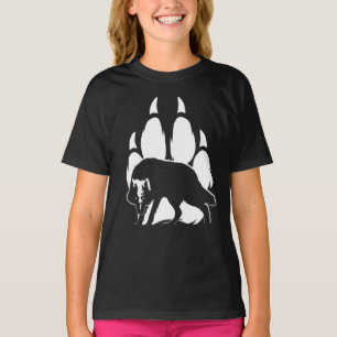 ウルフシルエットとフットプリントTシャツ Tシャツ