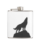 ウルフシルエットハウリング-背景色を選択 フラスク (正面)