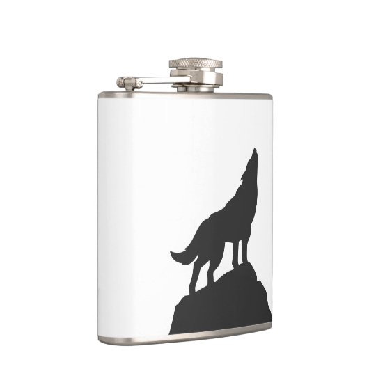 ウルフシルエットハウリング-背景色を選択 フラスク (右)
