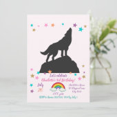 ウルフシルエットハウリング – 背景色を選択 招待状 (スタンド正面)