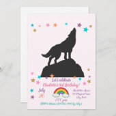 ウルフシルエットハウリング – 背景色を選択 招待状 (正面/裏面)