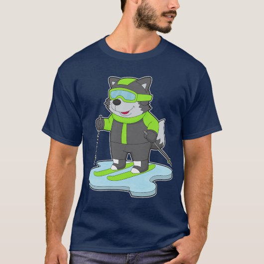 ウルフスキーヤー スキー 冬のスポーツ Tシャツ (正面)