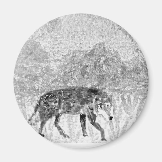 ウルフスケッチ野生動物 マグネット (正面)