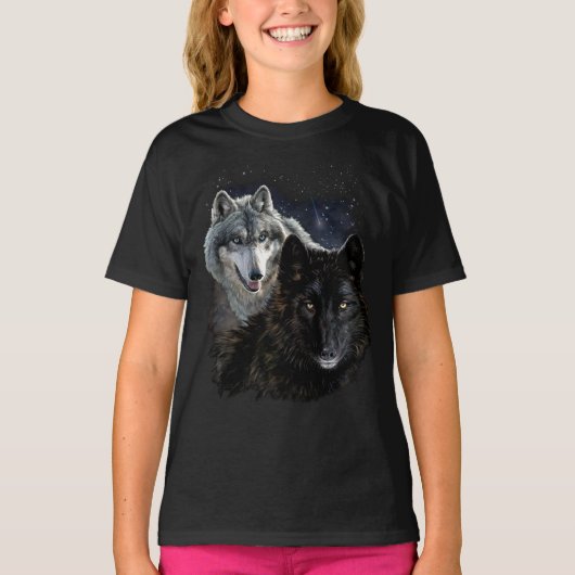 ウルフスターウルフワイルドムーンスターロイヤルグレーウルフ Tシャツ (正面)