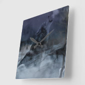 ウルフスピリットムーンナイト スクエア壁時計 (傾斜)