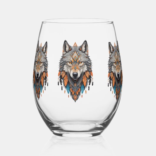 ウルフズイエローストーン国立公園ウルフ山脈 ステムなしワイングラス (正面)
